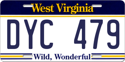 WV license plate DYC479