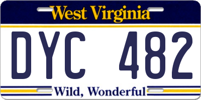WV license plate DYC482