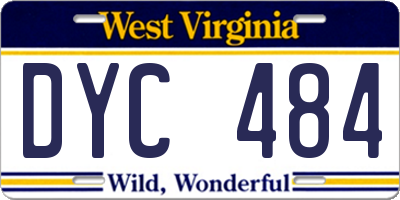 WV license plate DYC484