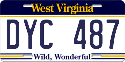 WV license plate DYC487