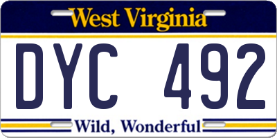 WV license plate DYC492