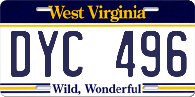 WV license plate DYC496