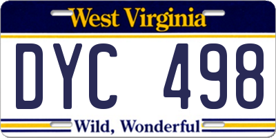 WV license plate DYC498