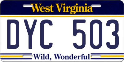 WV license plate DYC503
