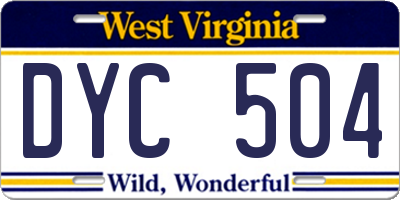 WV license plate DYC504