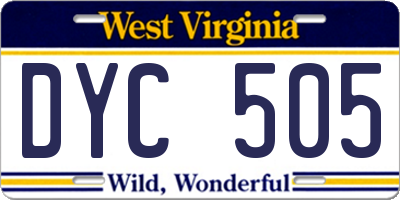 WV license plate DYC505