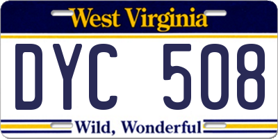 WV license plate DYC508
