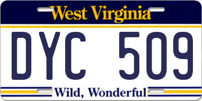 WV license plate DYC509
