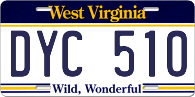 WV license plate DYC510