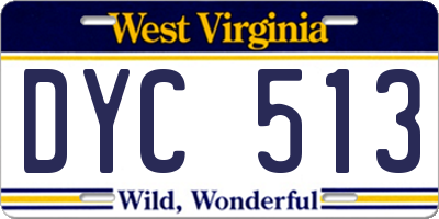 WV license plate DYC513