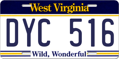 WV license plate DYC516