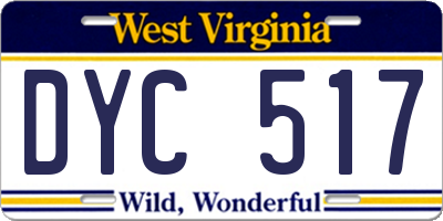 WV license plate DYC517