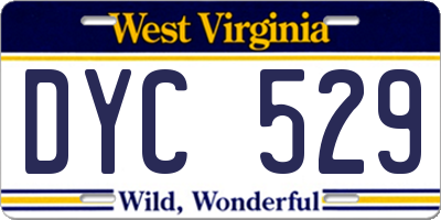 WV license plate DYC529