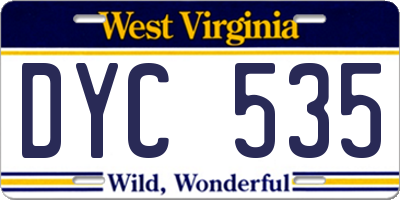 WV license plate DYC535