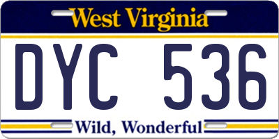 WV license plate DYC536