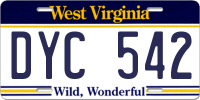 WV license plate DYC542