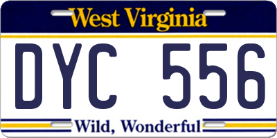 WV license plate DYC556