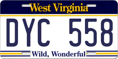 WV license plate DYC558