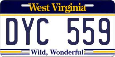 WV license plate DYC559