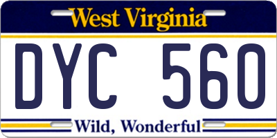 WV license plate DYC560