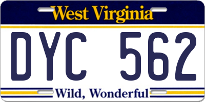 WV license plate DYC562