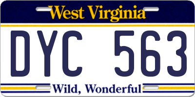WV license plate DYC563