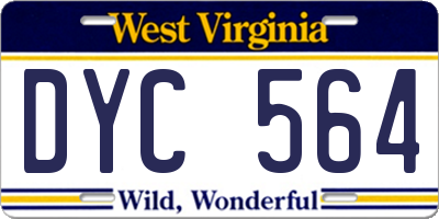 WV license plate DYC564