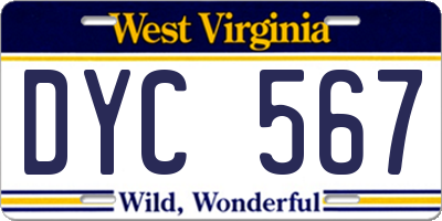 WV license plate DYC567