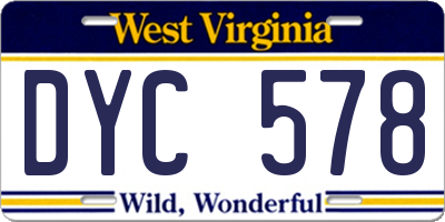 WV license plate DYC578