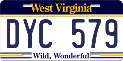 WV license plate DYC579