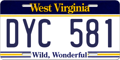 WV license plate DYC581