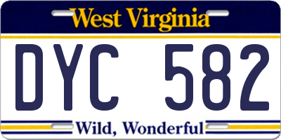 WV license plate DYC582
