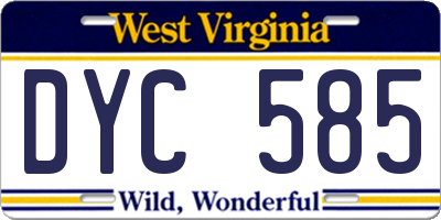WV license plate DYC585