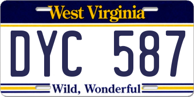 WV license plate DYC587