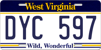 WV license plate DYC597