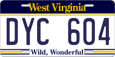 WV license plate DYC604