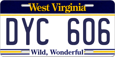 WV license plate DYC606