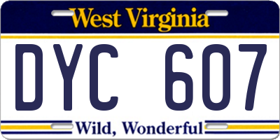 WV license plate DYC607