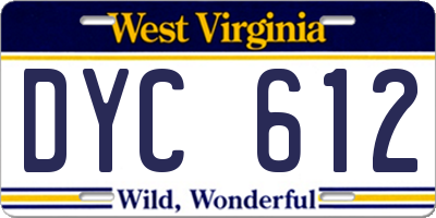 WV license plate DYC612