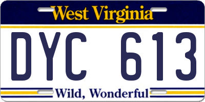 WV license plate DYC613