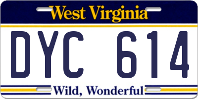 WV license plate DYC614