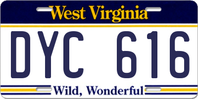 WV license plate DYC616