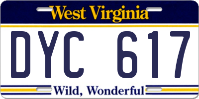 WV license plate DYC617