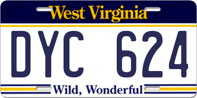 WV license plate DYC624
