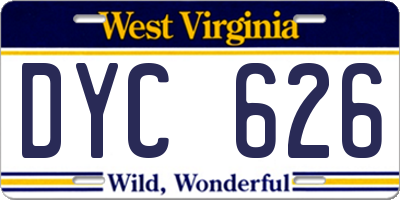 WV license plate DYC626