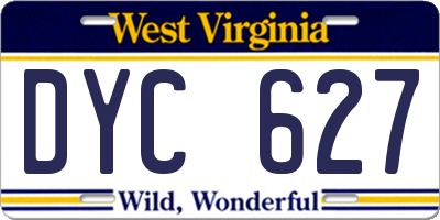 WV license plate DYC627