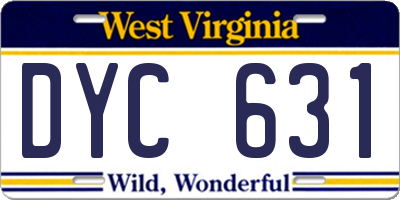 WV license plate DYC631
