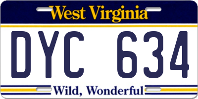 WV license plate DYC634