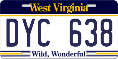 WV license plate DYC638
