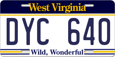 WV license plate DYC640